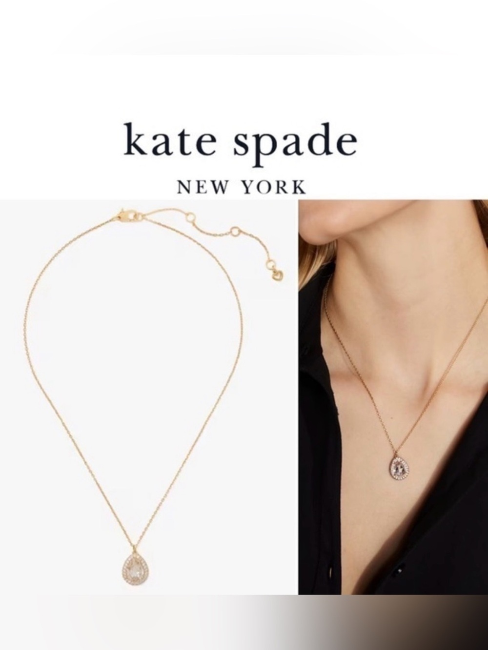 Kate Spade brilliant statement pave halo necklace in Gold nwt - Picture 1 of 7